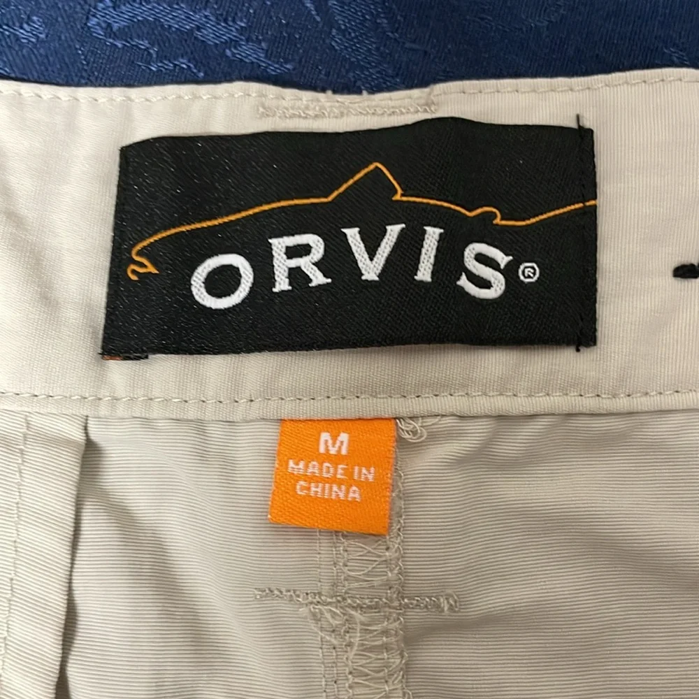 Orvis Men's Tan Cargo Shorts with Orange Zipper Accents, 3 pairs size M - Picture 3 of 10